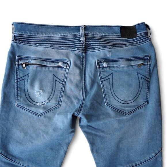 True Religion Rocco Relaxed Skinny Jeans Medium Distressed Wash Men's 34 - Picture 8 of 14